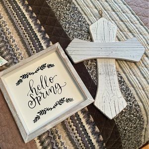 Wall decor/crafting supplies whitewashed items from Hobby Lobby unused. 2 items